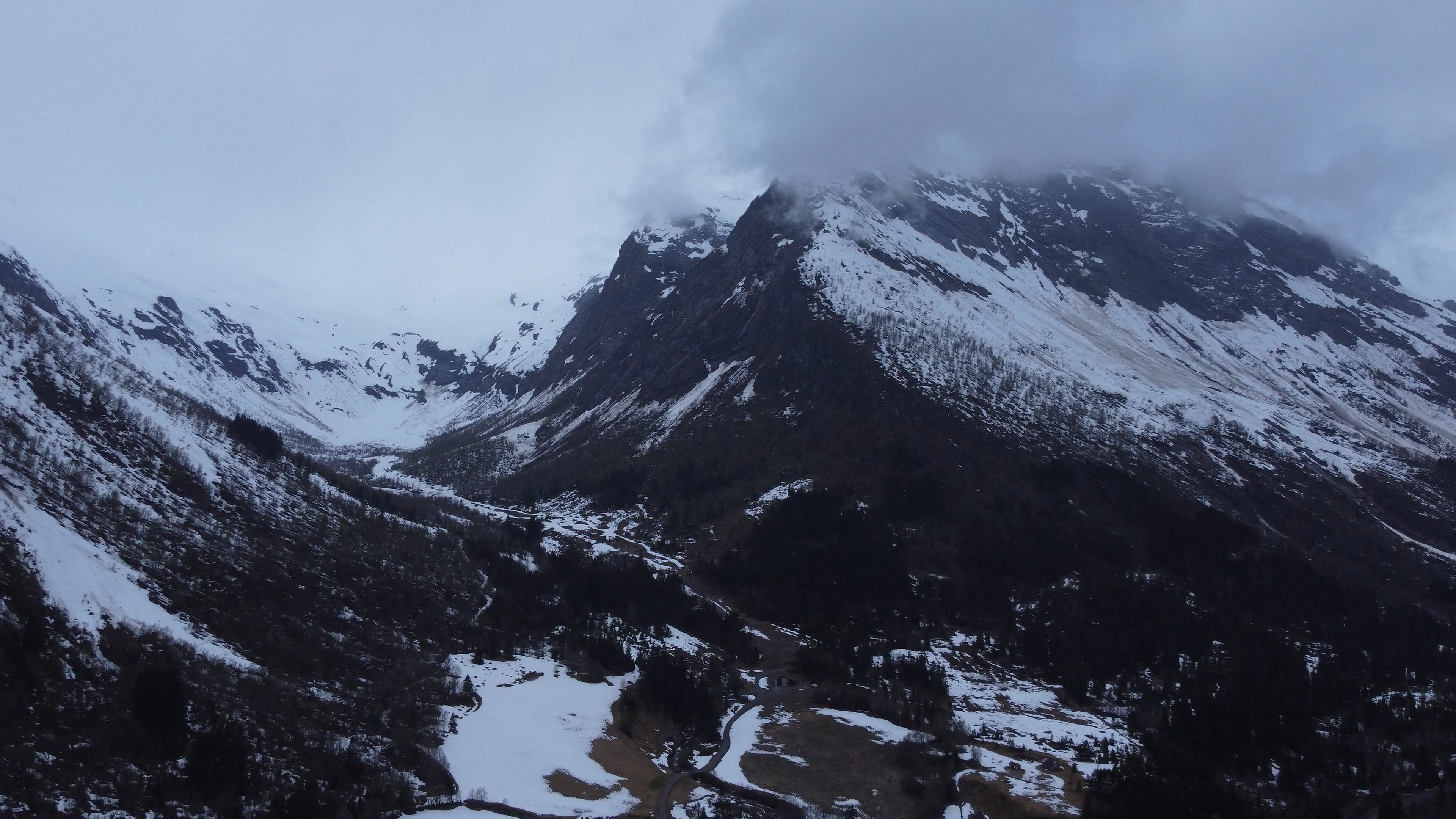 Drone Footage of Snowy Mountains in Norway Free Stock Video Footage ...