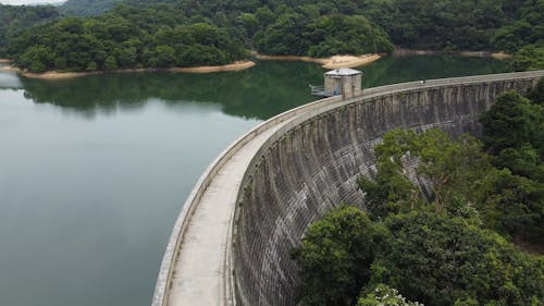 Aerial View of Concrete Water Dam