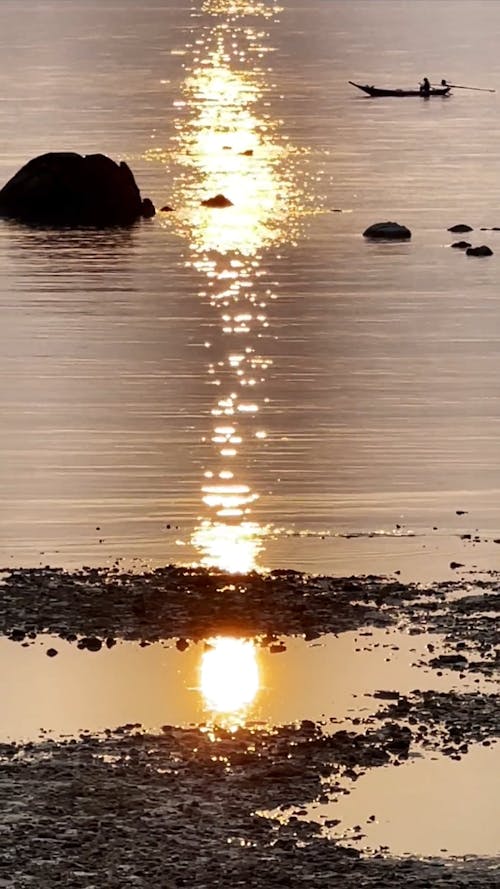 Sunlight Reflected on the Sea at Sunset 