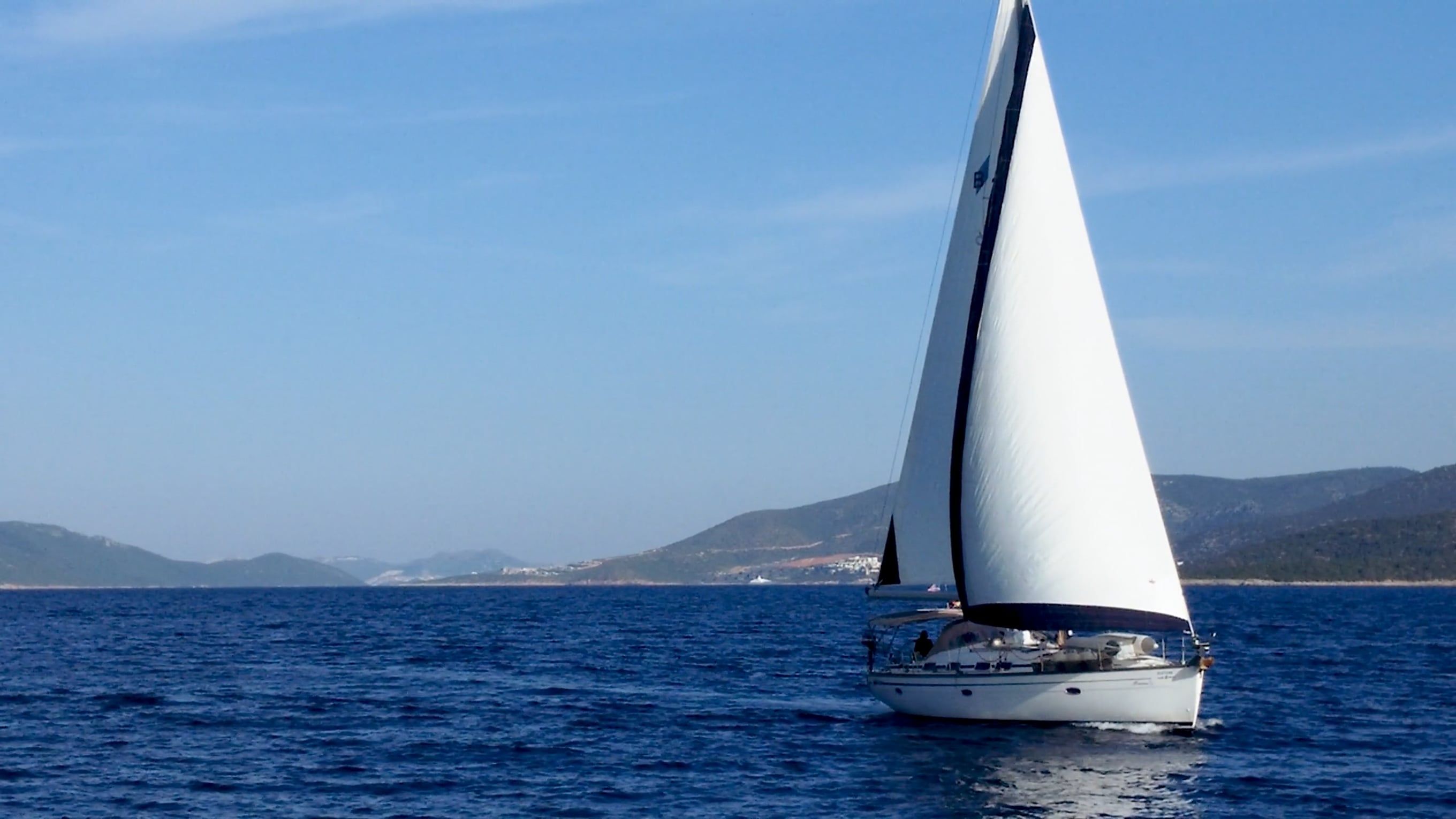 Drone Footage of a Sailing Boat at Sea Free Stock Video Footage ...