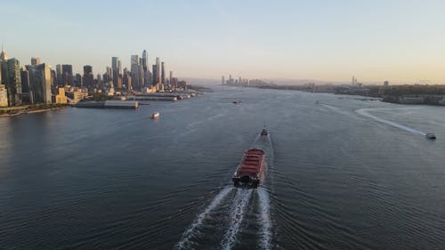 Watercrafts in the Hudson River in New York 