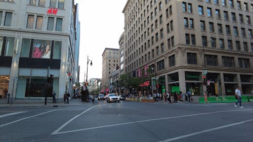 A Busy Street in Downtown Montreal