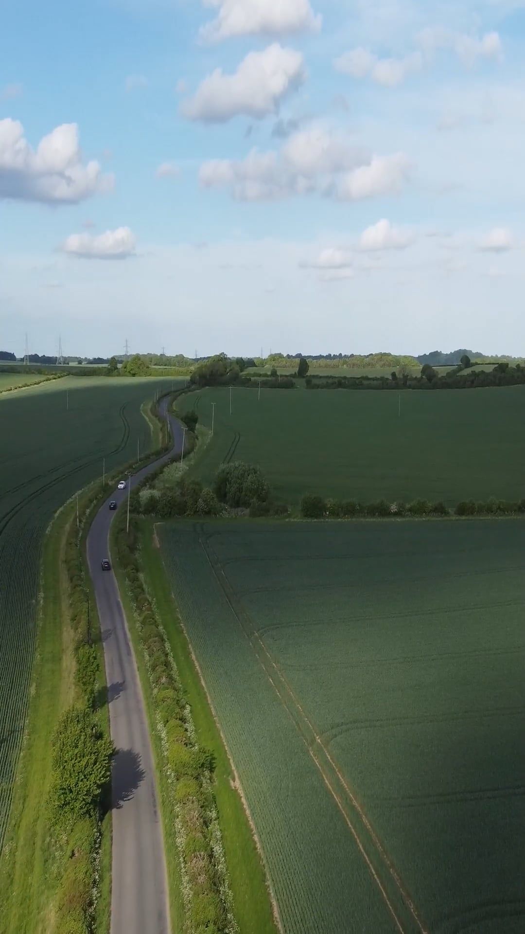 Rural Road and Fields from Birds Eye View Free Stock Video Footage ...
