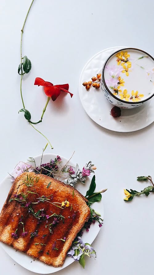 Afternoon Tea with Toast and Flowers
