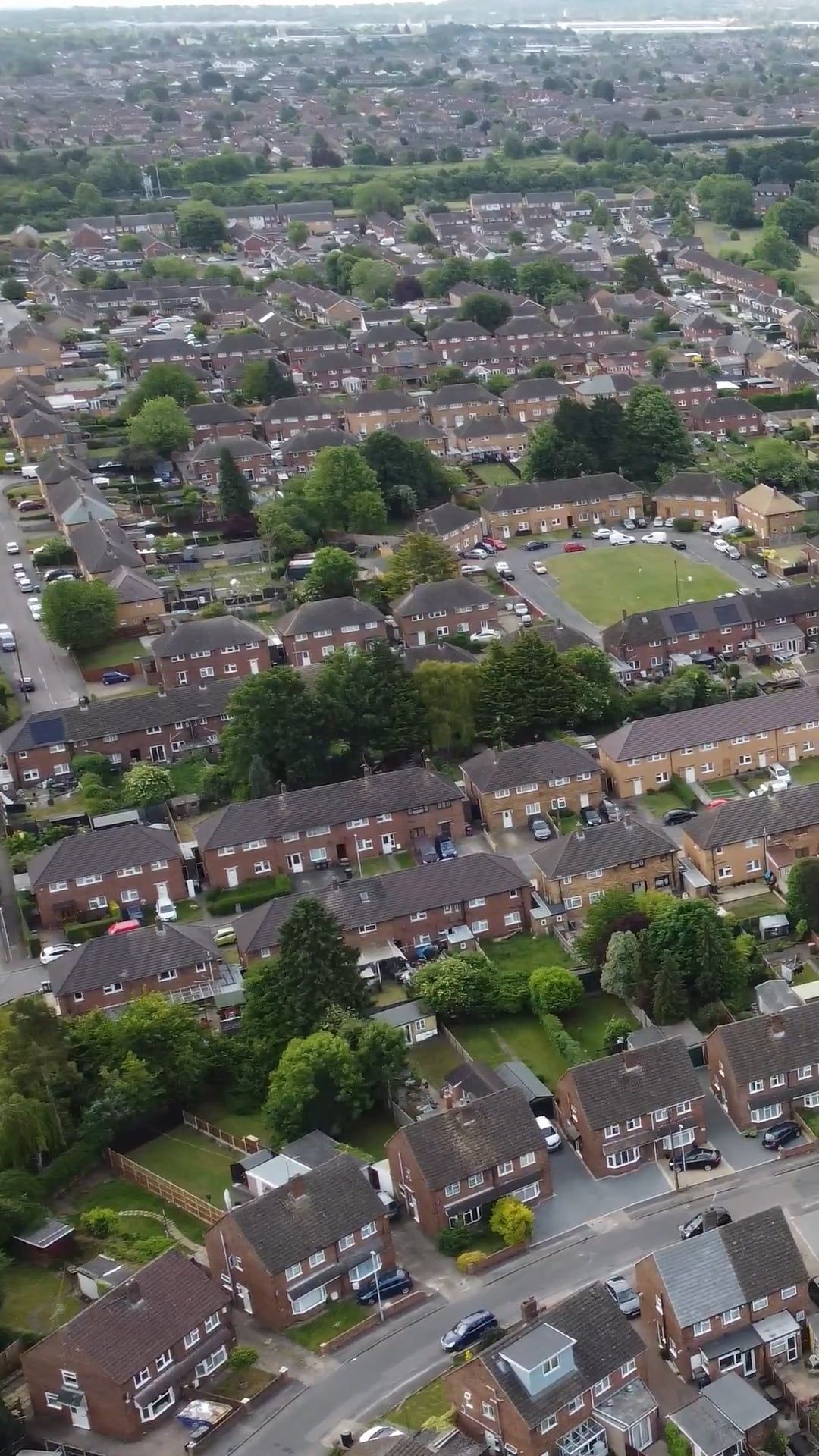 residential district in city drone footage 12294938