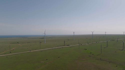 Clear Sky over Wind Farm