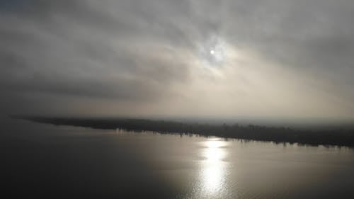 Drone Footage of a River on a Foggy Morning 
