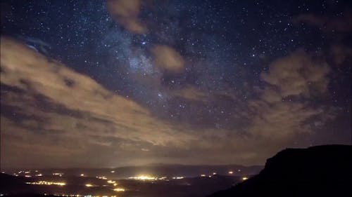 Stars and Clouds on Sky at Night