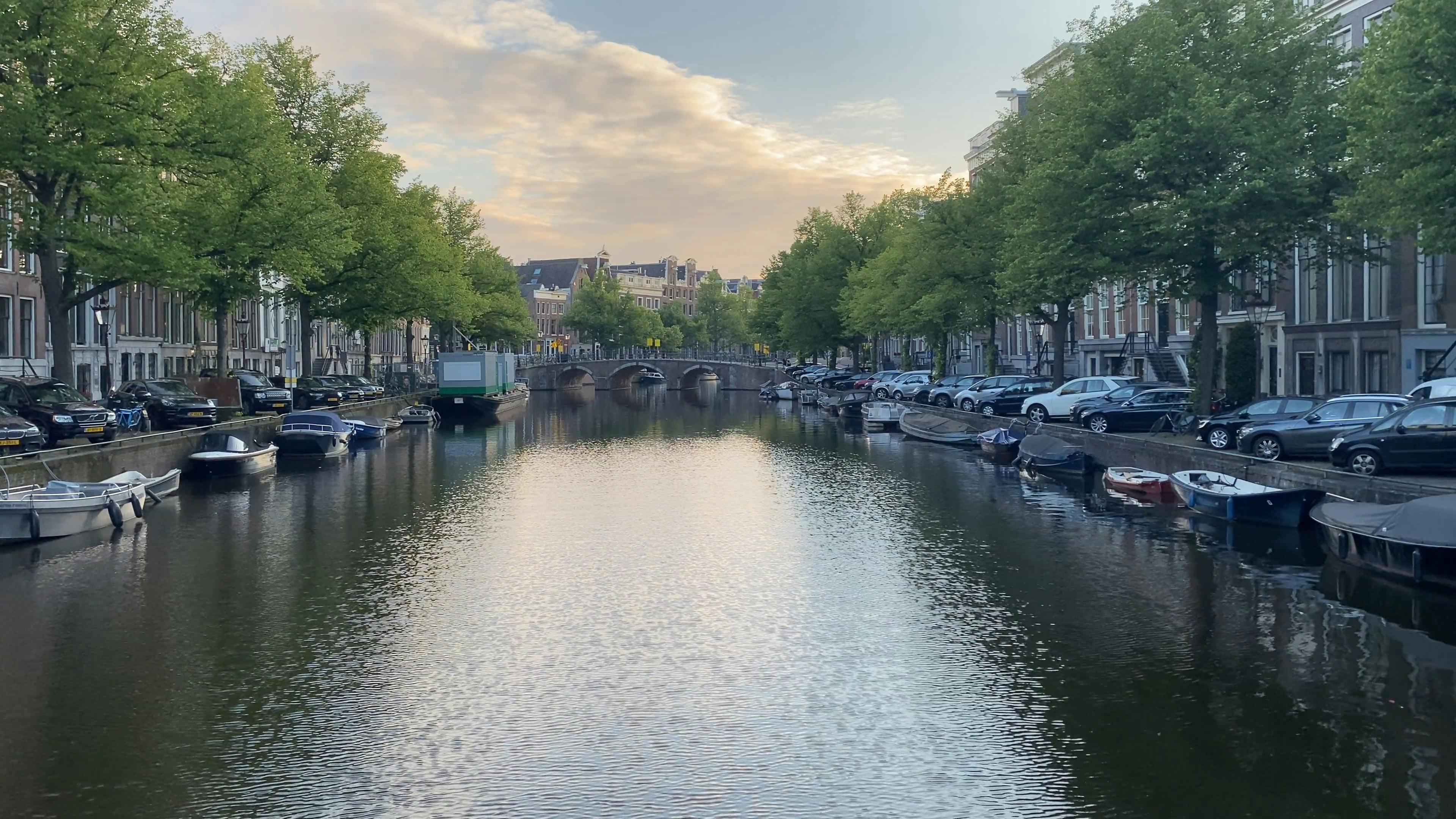 Boats Moored in a Canal in Amsterdam Free Stock Video Footage, Royalty-Free  4K & HD Video Clip