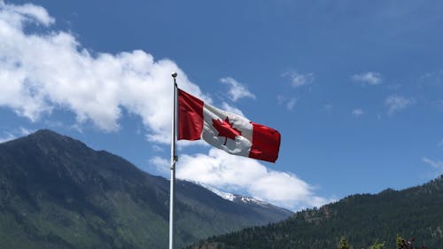 Canadian Flag Waving in the Wind
