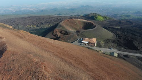 Drone Shot of Landscape with Volcanic Crater