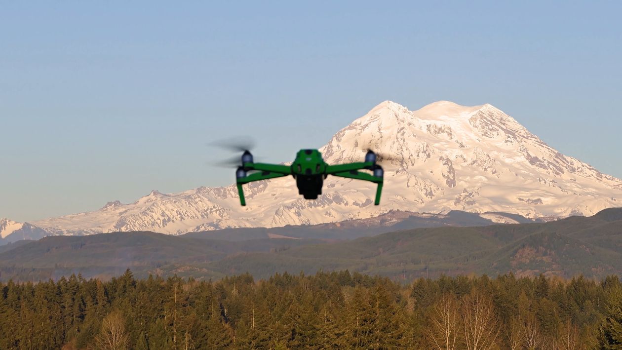 Drone Flying Against a Mountain with Snow Free Stock Video Footage ...