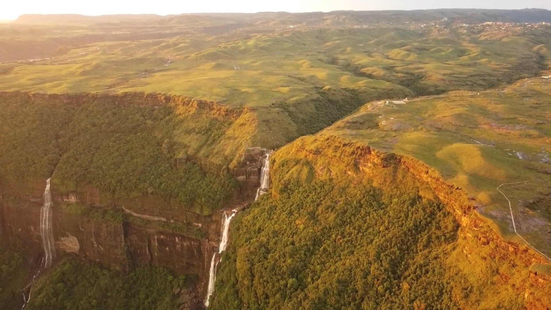Stunning View of Waterfalls in a Mountain Landscape Free Stock Video ...