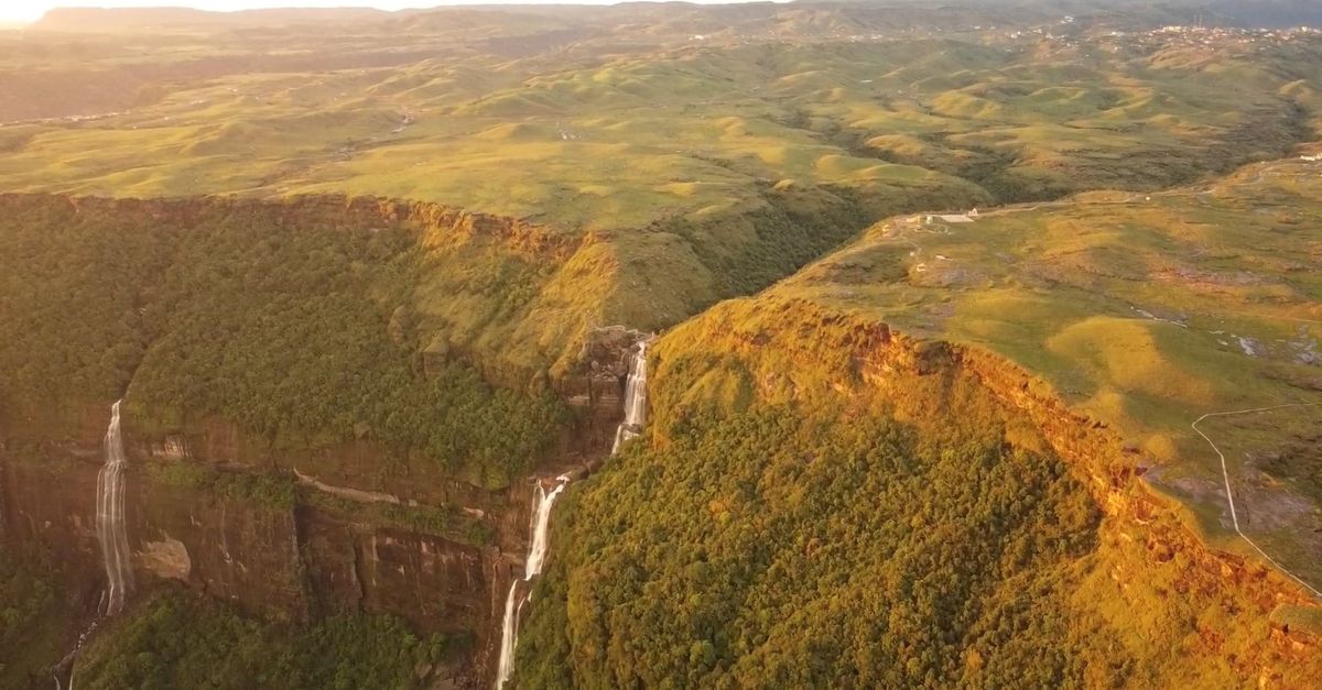 Landscape View Video Stunning View of Waterfalls in a Mountain Landscape Free Stock Video ...