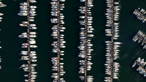 Top View of a Docking Area Full of Boats 