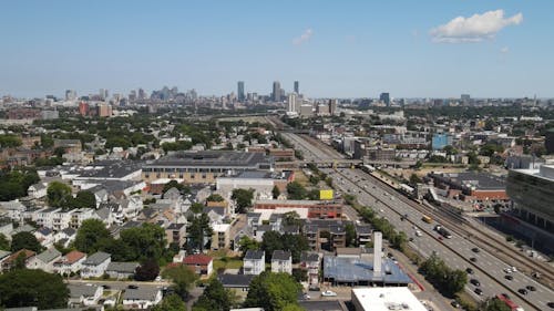 Aerial View of the City of Boston, Massachusetts, USA