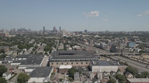 Drone Shot of a City, Boston, Massachusetts, USA