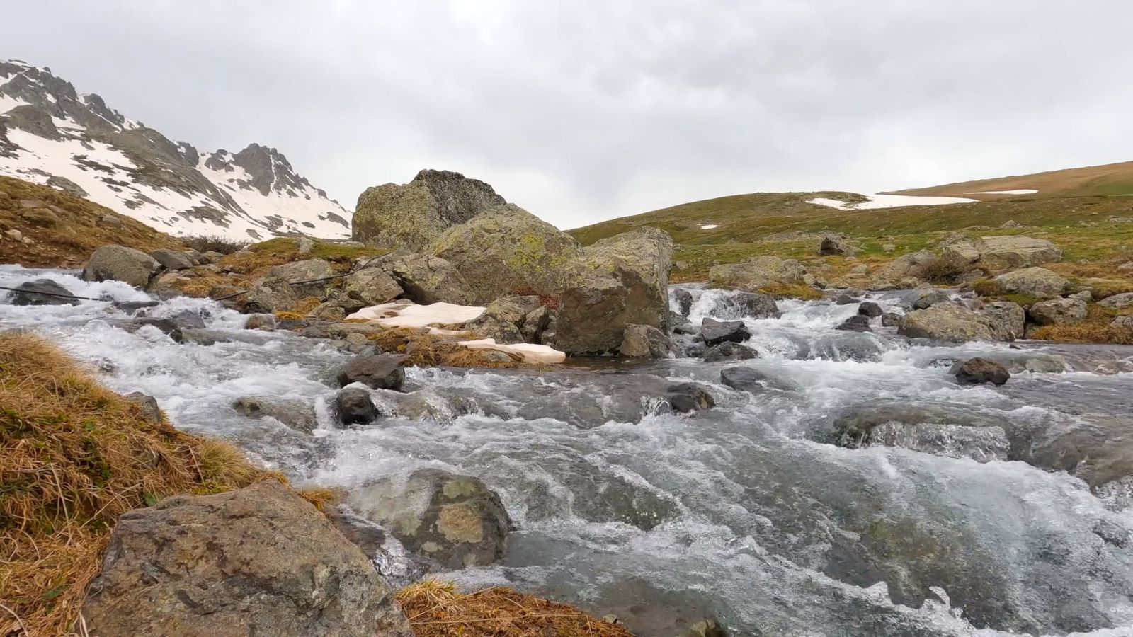 A Flowing River in a Mountain Landscape Free Stock Video Footage ...
