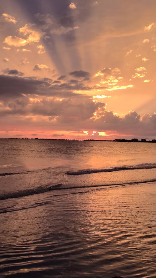 Waves in Sea at Sunset