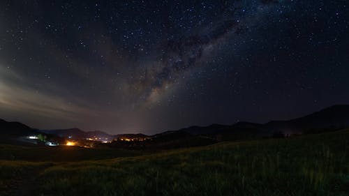 Time Lapse of the Milky Way in a Mountain Landscape 
