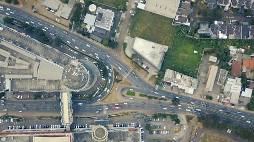 Aerial View Of A Busy Road