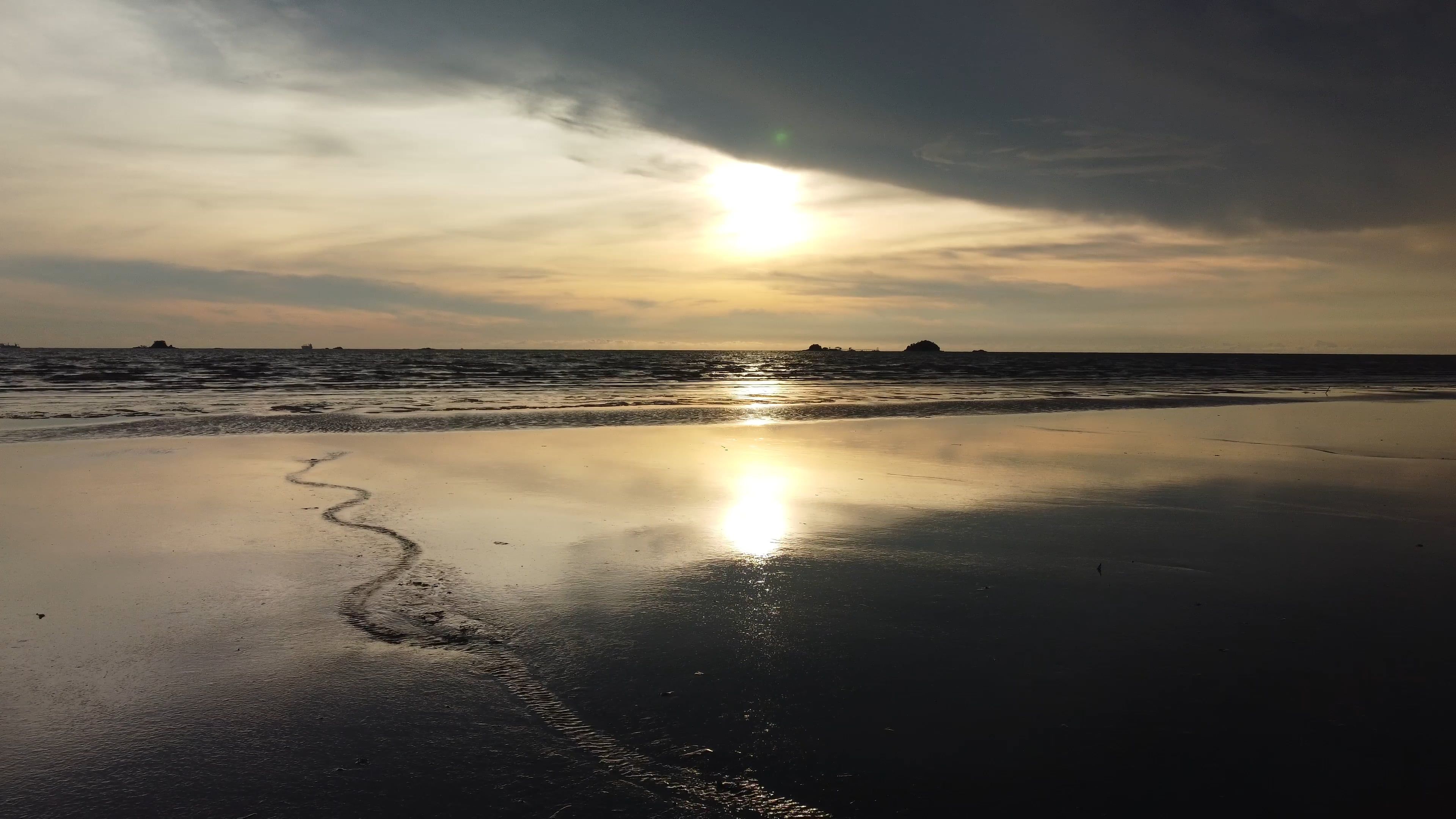 Drone Footage of a Sunset at the Beach Free Stock Video Footage ...