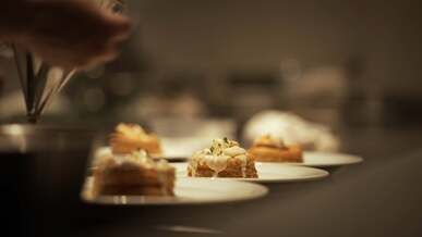 close up of preparing cakes