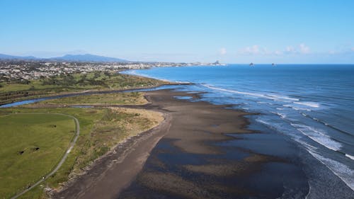 Drone Shot of a Beach and a Sea, New Zealand