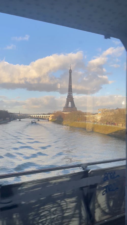 Eiffel Tower Seen from Metro Train 