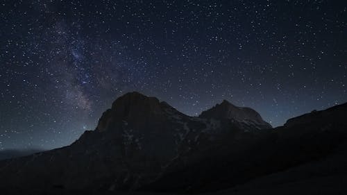 Time Lapse of a Starry Sky over a Mountain Peak 