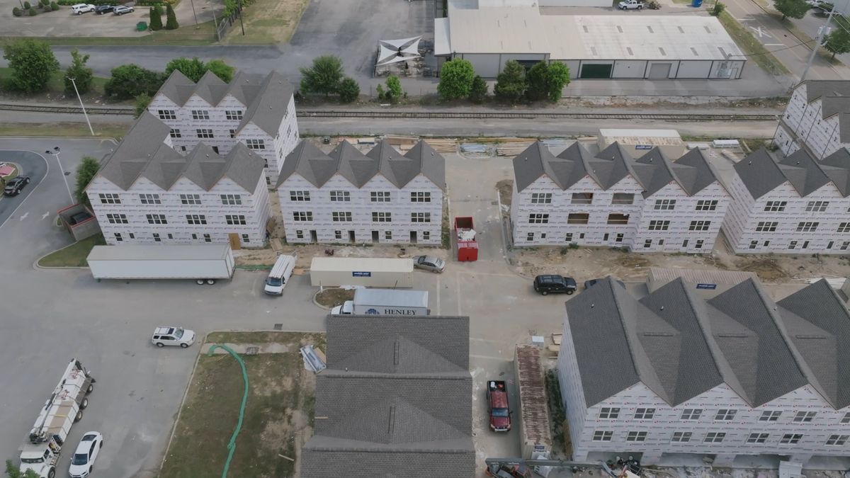 Aerial view of a multifamily apartment community
