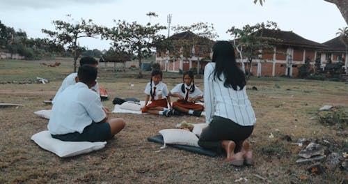Students with Teacher on Picnic