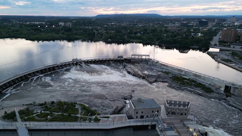 Drone Footage of the Hydroelectric Power Plant in Ottawa, Canada