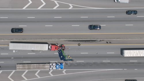 Aerial Shot of a Car Accident on a Highway