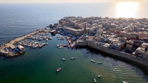 Drone Footage of the Coastal City of Acre, Israel