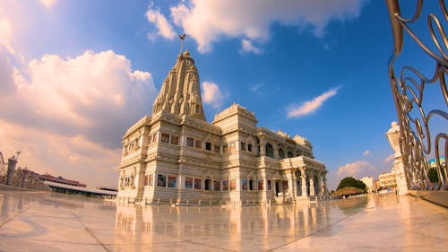 Low Angle View of Moving Clouds over a Hindu Temple