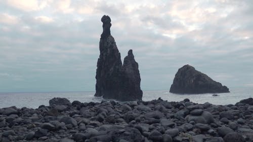 Rock Formations near the Shore of Madeira Island, Portugal 