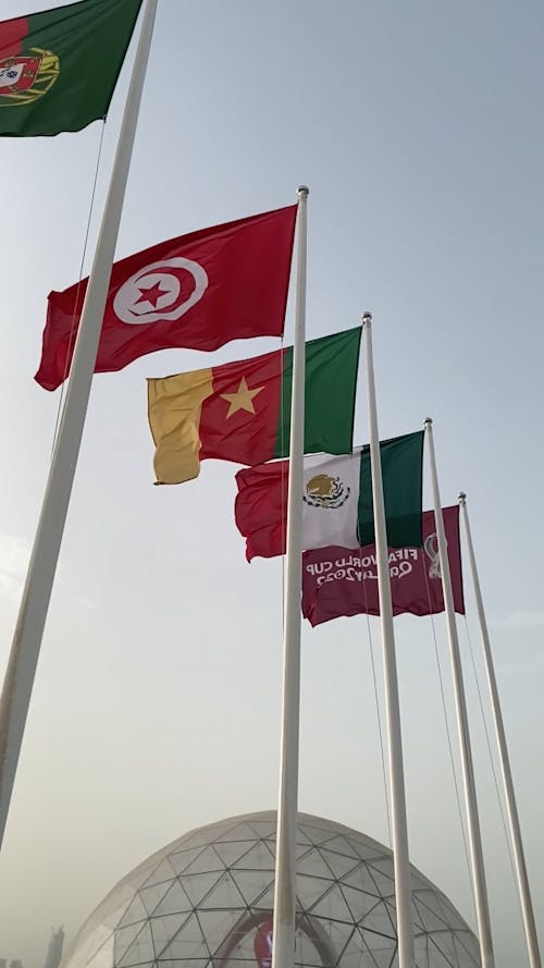 Country Flags Waving in the Wind