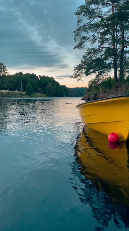 Boat Moored on Riverbank