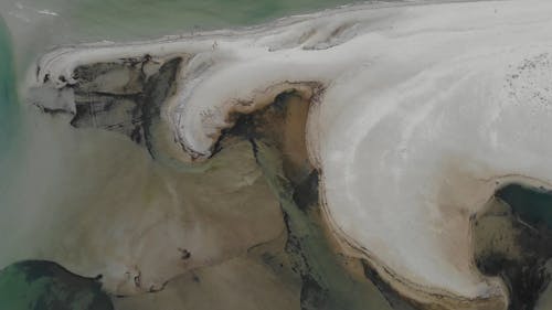 Drone Footage of a Sandy Beach with Black Streaks