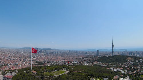 Drone Footage of Çamlıca Hill in the City of Istanbul, Turkey