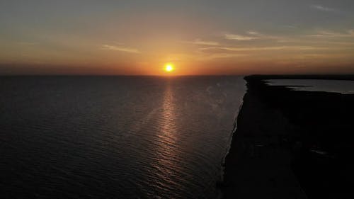 Drone Video of a Golden Sunset over the Black Sea 