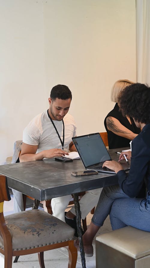 Man Working at Desk in Office