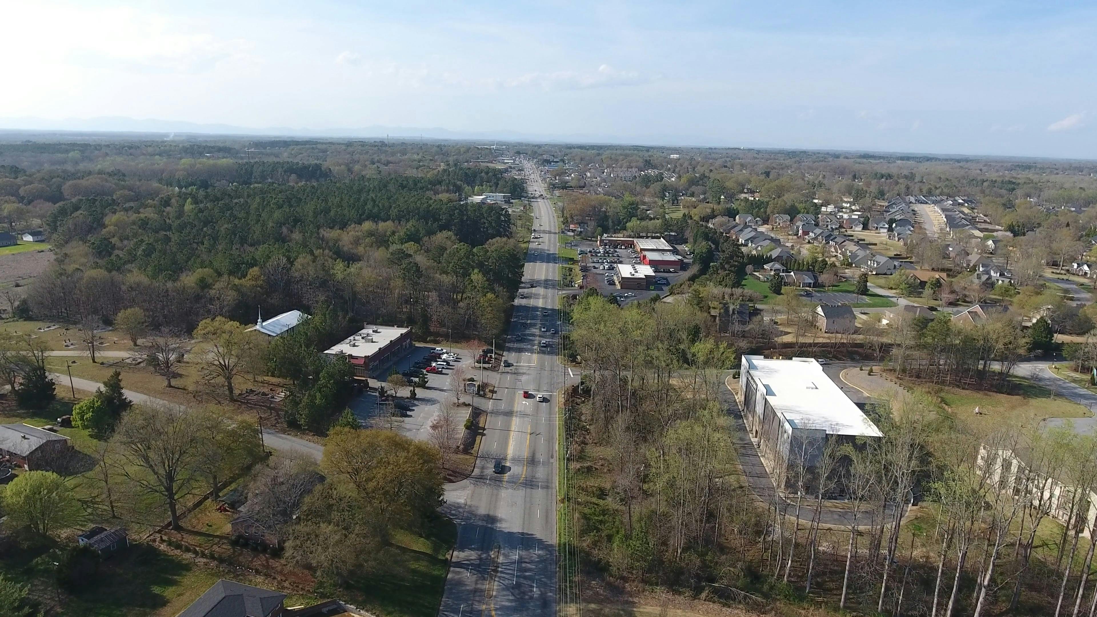 Drone Video of Highway Traffic in Boiling Springs, South Carolina Free