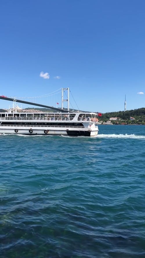 Ferry near Bridge in Istanbul