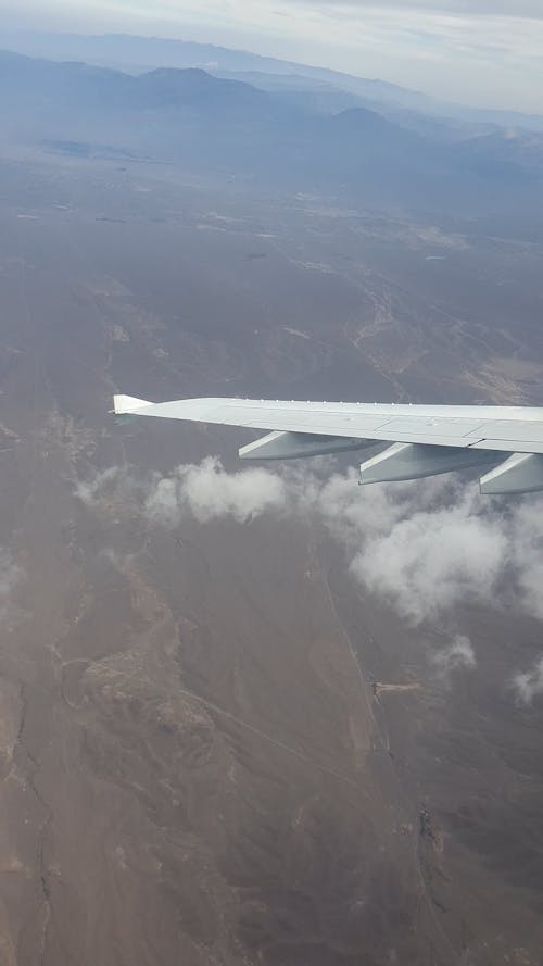 Window View of the Airplane Wing during a Flight 