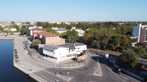 Buildings in Town Drone Footage