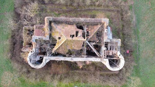Top View of an Abandoned House in Ruins