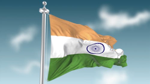 Waving indian flag in wind