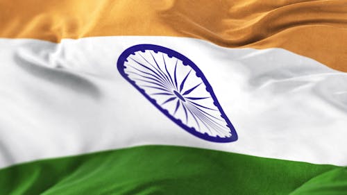 Flag of India Waving close up shot